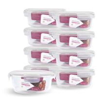 Kit 9 Potes Hermético Vidro Redondo Grande Salada Fit 950ml Kit 9 Potes Hermético Vidro Redondo Grande Salada Fit 950ml