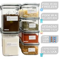 Kit 9 Potes Herméticos 3x 950ml 6x 450ml Trava Reforçada Vedado