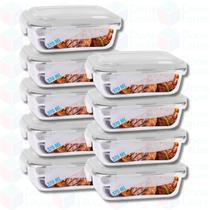 Kit 9 Potes Hermeticos com Tampa 370ML Pequeno Lanche Marmita