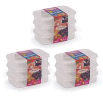 Kit 9 Potes Retangulares Para Alimentos Transparente 500ml