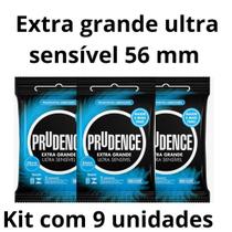 Kit 9 Preservativo camisinha Extra Grande Ultra Sensível 56 mm Prudence Kit 9 Preservativo camisinha Extra Grande Ultra Sensível 56 mm Prudence