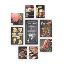 Kit 9 Quadros Decorativos Churrasco