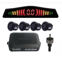 Kit 9 Sensor Estacionamento Ré c/ display Preto 22mm + serra copo