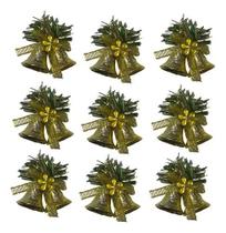 Kit 9 Sinos De Natal Dourado Natalino Sino Com Laço Dourado - hai brasil