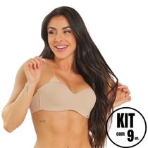 Kit 9 Sutiãs sem alça Sem Alça Com Bojo Push Up Reforçado Sustentação
