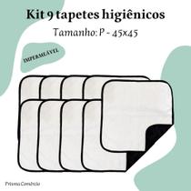 Kit 9 Tapetes Higiênicos Laváveis - Impermeável - 45x45 200 Lavagens - Sanitário Ecológico para Cães