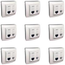 Kit 9 Tomada Sobrepor Rj45 + Rj11 Cat6 Branca Pial 675049