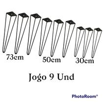 Kit 9 Und Hairpin Legs 73 cm(3 Und) 50cm(3Und) e 30cm(3 Und) Preto Medcombo