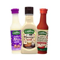 Kit 9 unidades maionese churrasco(3) molho de pimenta(3) & molho de alho(3) cepera Kit 9 unidades maionese churrasco(3) molho de pimenta(3) & molho de alho(3) cepera
