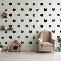 Kit 90 adesivos de parede, gatinhos e patinhas, decoração, pet shop