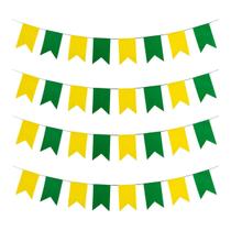 Kit 90 Bandeirinhas 50m De Plástico 16x18cm Verde e Amarelo Kit 90 Bandeirinhas 50m De Plástico 16x18cm Verde e Amarelo
