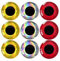Kit 90 Olho 3D Holográfico 16mm Milimetros Para Isca Artificial Jig Head Pesca Artesanato Aviamento 3 Cores