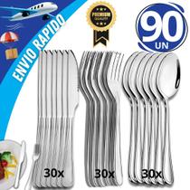 Kit 90 Talheres Inox Garfo, Faca e Colher para Refeições Completas Perfeito para Casa Lanchonete