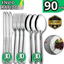 Kit 90 Talheres Inox Garfo, Faca e Colher para Refeições Completas Perfeito para Casa Lanchonete Kit 90 Talheres Inox Garfo, Faca e Colher para Refeições Completas Perfeito para Casa Lanchonete