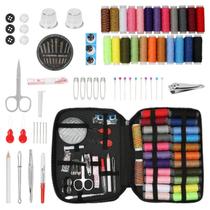 Kit 91 Peças Completo De Costura Reparo Conserto Roupas Com Estojo Agulhas Linhas Alfinetes Pinça Cortador Unha - - Multicolor