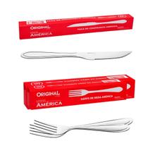 Kit 96 Peças faca churrasco e garfo inox buffet restaurante