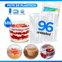 Kit 96 potes Plástico 500ml Bolo No Pote Salada de Frutas Açaí BP Potes