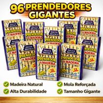 Kit 96 Prendedores de Madeira Gigante Águia Branca Alta Qualidade