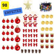 Kit 98 Enfeites Decoração Árvore Natal Bolinha Pisca Colorido VOLTAGEM 127V