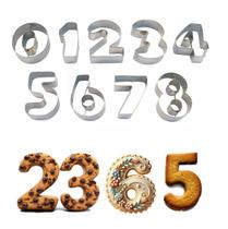 Kit 9pçs molde culinário cortador aço inox números biscoito
