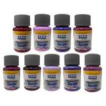 Kit 9x Tintas Para Tecido Tekbond 37ML Tons de Roxo