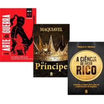Kit A arte da guerra Sun Tzu + O Príncipe Nicolau Maquiavel + A Ciência de Ficar Rico - 3 Livros