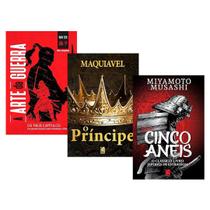 Kit A arte da guerra Sun Tzu + O Príncipe Nicolau Maquiavel + O Livro dos Cinco Anéis - 3 Livros
