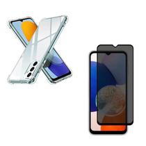 Kit A14 - Película Fosca Privacidade + Capa Anti Impacto Para Samsung Galaxy A14 Transparente - MBOX