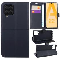 Kit A22 4G Capa Carteira Samsung Galaxy A22 4G Tela 6.4 + Pelicula 3D de Vidro