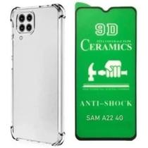 Kit A22 4G - Capa Transparente + Película 9D Cerâmica Samsung Galaxy A22 4G