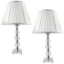 Kit Abajur Cristal Vidro 2 Peças Mesa Decoração Sala Quarto com Cúpula Drapeada 47cm Ref. 512