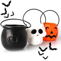 Kit Abóbora Caveira Caldeirão Decoração Halloween Dia Bruxas - Pais e filhos