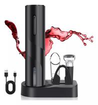 kit Abridor de Garrafa de Vinho Elétrico Sem fio Saca Rolhas Automatico Recarregável a pilhas