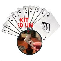 Kit Abridor De Garrafa Inox Carta Baralho Naipe Poker 10un INOX Abridor Cerveja As Espadas - X-matte