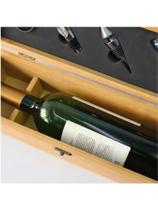 Kit Abridor De Vinho Caixa De Bambu 4 Acessórios Elegante