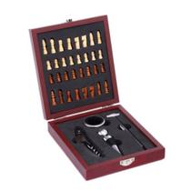 Kit Abridor de Vinho e Jogo Xadrez Internacional 4 Peças