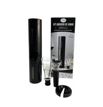 Kit Abridor De Vinho Elétrico Automático 4 Peças - Saca Rolhas Elétrico Cortador de Lacre Rolha a Vácuo e Bico Dosador