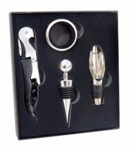 Kit Abridor De Vinho / Saca Rolha Com 4 Pecas No Estojo
