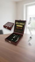 Kit Abridor Vinho 4 Pecas Xadrez Maleta Madeira Kit Abridor Vinho 4 Pecas Xadrez Maleta Madeira