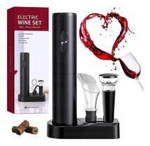Kit Abridor Vinho Saca Rolha Elétrico Automático Com Base
