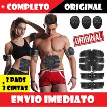 Kit Abs Pro Abdômen Braço Perna Tonificador Muscular Fit Definidor Cinto Estimulador Elétrico Smart Fitness Redutor