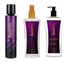 Kit ABSINTO Completo 01 perfume ORIGINAL 100ml 01 body splash absinto 300ml 01 body lotion absinto 300ml