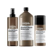 Kit Absolut Repair Molecular Shampoo 1,5L, Pré-Shampoo e Leave-in 100ml - LÓreal