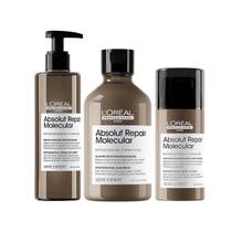 Kit Absolut Repair Molecular Shampoo 300ml, Serúm e Leave-in - LÓreal Kit Absolut Repair Molecular Shampoo 300ml, Serúm e Leave-in - LÓreal