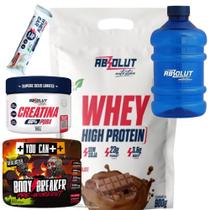 Kit Absolut - Whey High Protein 900g, Creatina Pura 150g, Pré-treino Body Breaker 200g, Coqueteira e Barra de Proteína