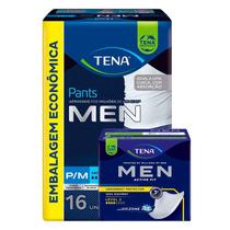 Kit Absorvente Protetor Masculino Tena Men Active Fit 10 Unidades + Cueca Descartável Tena Pants Men P/M 16 Unidades