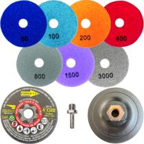 Kit Acabamento 45 Graus Porcelanato Lixa Diamantada 100 + Rebolo Cônico 60 + Suporte C/ Adaptador Kit Acabamento 45 Graus Porcelanato Lixa Diamantada 100 + Rebolo Cônico 60 + Suporte C/ Adaptador