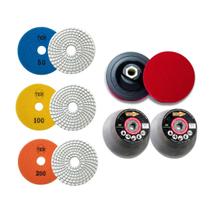 Kit Acabamento 45 Porcelanato 3 Lixas 1 Suporte 2 Rebolo