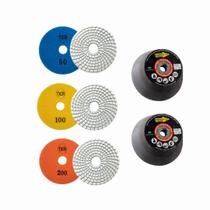 Kit Acabamento 45 Porcelanato 3 Lixas Diamantada 2 Rebolo