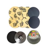 Kit Acabamento 5 Discos Lixas Grãos 220/320/400/600/800 + Suporte Semi-Flexível